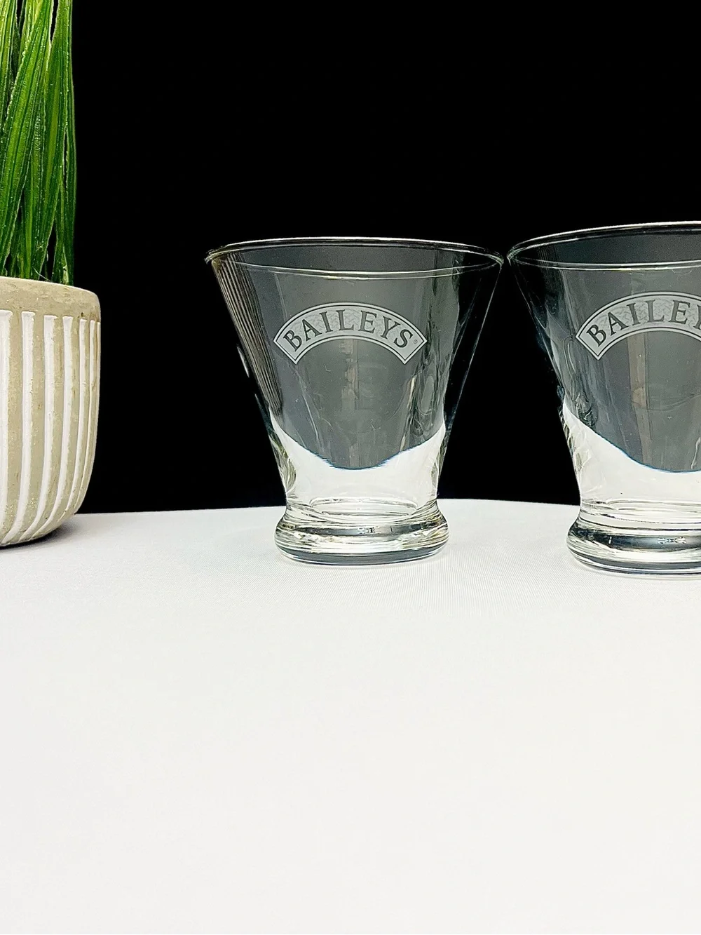 Vintage Baileys Irish Cream Flared Rocks Glasses Tapered Tumblers Set of 2